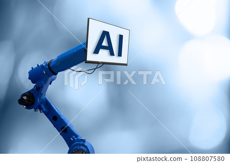 Robot with text AI - symbol of artificial intelligence 108807580