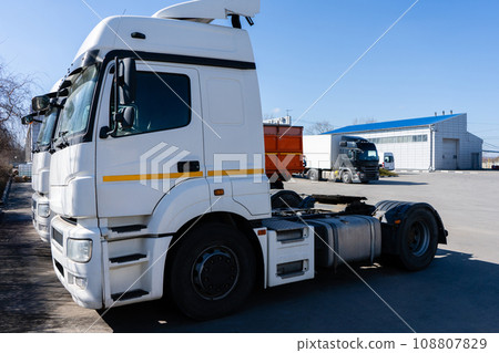 Semi truck fleet at the logistics center 108807829