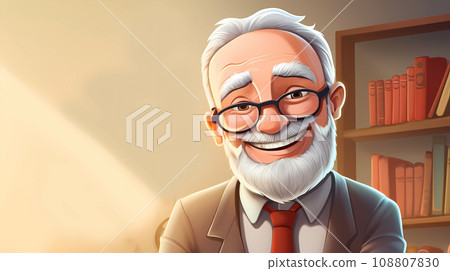 手绘卡通慈祥的老师插画 108807830