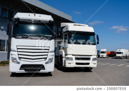 Semi truck fleet at the logistics center 108807839