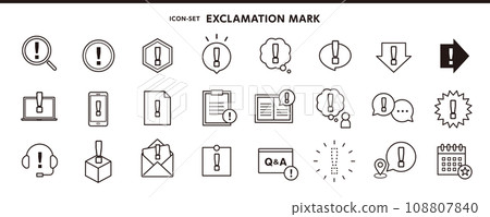 Exclamation mark icon set Exclamation mark icon set 108807840
