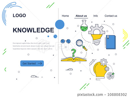 Vector web site linear art design template. School education and knowledge. Landing page concepts for website and mobile development. Modern flat illustration. Vector web site linear art design template. School education and knowledge. Landing page concepts for website and mobile development. Modern flat illustration. 108808302