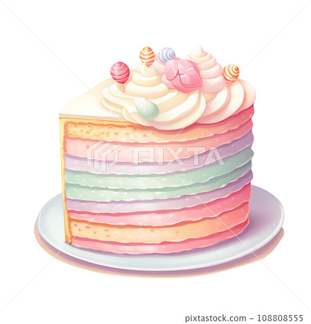 Watercolor sweet dessert cake for Christmas festival, anniversary day, birthday isolated on transparent background Watercolor sweet dessert cake for Christmas festival, anniversary day, birthday isolated on transparent background 108808555