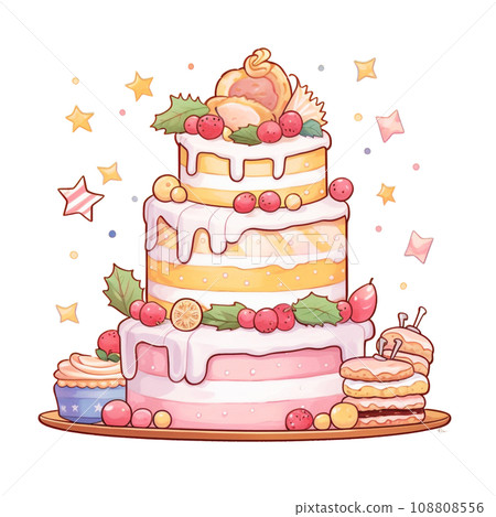 Watercolor sweet dessert cake for Christmas festival, anniversary day, birthday isolated on transparent background Watercolor sweet dessert cake for Christmas festival, anniversary day, birthday isolated on transparent background 108808556
