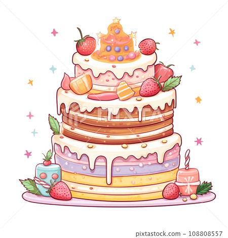 Watercolor sweet dessert cake for Christmas festival, anniversary day, birthday isolated on transparent background Watercolor sweet dessert cake for Christmas festival, anniversary day, birthday isolated on transparent background 108808557