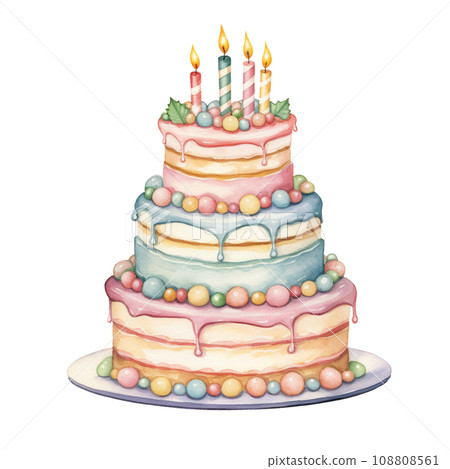 Watercolor sweet dessert cake for Christmas festival, anniversary day, birthday isolated on transparent background Watercolor sweet dessert cake for Christmas festival, anniversary day, birthday isolated on transparent background 108808561
