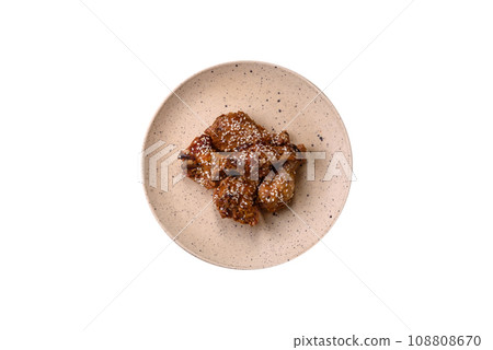 Delicious grilled chicken wings with salt, spices and teriyaki sauce 108808670