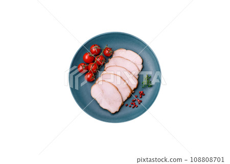 Delicious smoked pork or chicken meat with salt, spices and herbs Delicious smoked pork or chicken meat with salt, spices and herbs 108808701