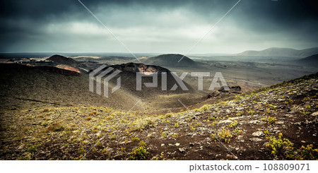 beautiful mountain landscape with volcanoes beautiful mountain landscape with volcanoes 108809071