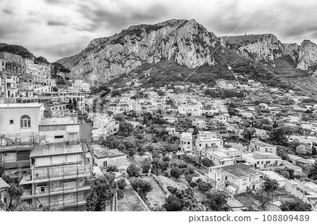Panoramic view over Marina Grande, main port of Capri, Italy 108809489