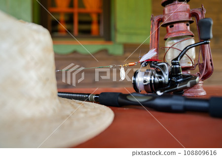Close-up of spinning rod Close-up of spinning rod 108809616