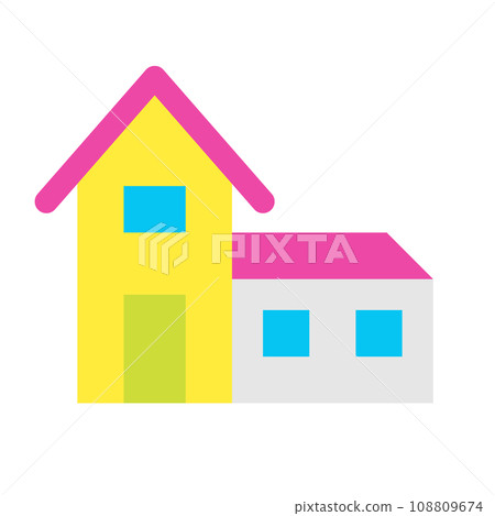 代表房屋、建築的顏色風格圖標 代表房屋、建築的顏色風格圖標 108809674