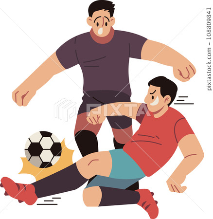 Soccer Player Slides to Block Rival Team Shot Vector Cartoon Illustration Soccer Player Slides to Block Rival Team Shot Vector Cartoon Illustration 108809841