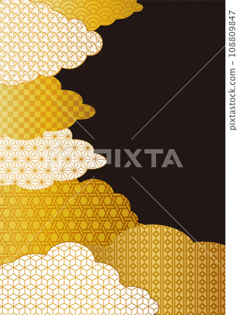 黑色和金色日本圖案背景金色漸層插圖 108809847