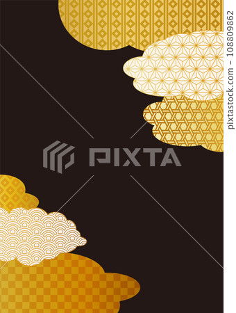 Black and gold Japanese pattern background gold gradation illustration Black and gold Japanese pattern background gold gradation illustration 108809862