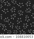 Seamless pattern with white hand drawn vector falling stars in doodle style isolated on black background 108810053