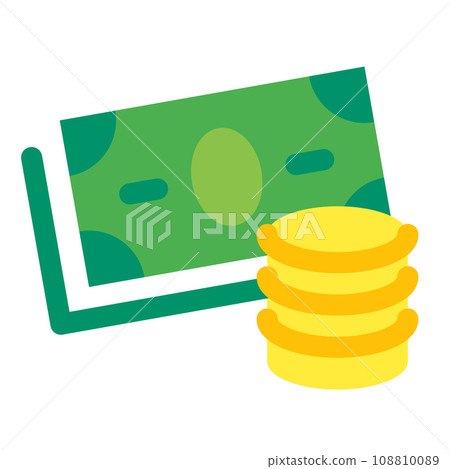 代表金融、票據和硬幣的顏色樣式圖標 108810089