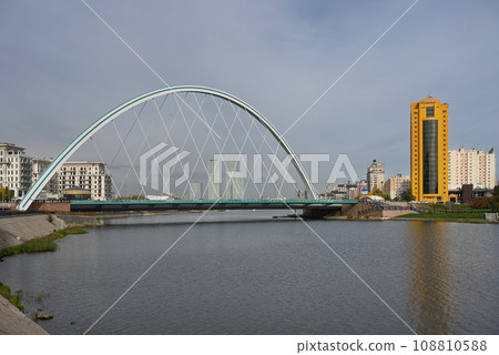 Karayetkel Bridge over the Ishim River in Astana, Kazakhstan 108810588