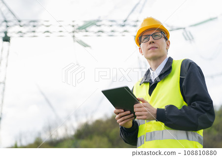 Engineer with digital tablet Engineer with digital tablet 108810880