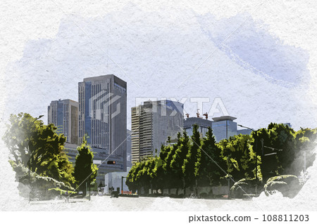 水彩風格,東京永田町,虎之門建築,東京千代田區 水彩風格,東京永田町,虎之門建築,東京千代田區 108811203