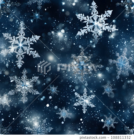 seamless pattern of snowflakes on dark blue background, neural network generated seamless pattern of snowflakes on dark blue background, neural network generated 108811332