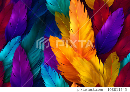 seamless texture and full-frame background of colorful feathers, neural network generated image. seamless texture and full-frame background of colorful feathers, neural network generated image. 108811343