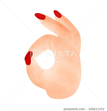 Sign language hand finger hand painted watercolor of woman Sign language hand finger hand painted watercolor of woman 108811452