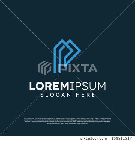 Minimalist letter P line logo design vector template 108811517