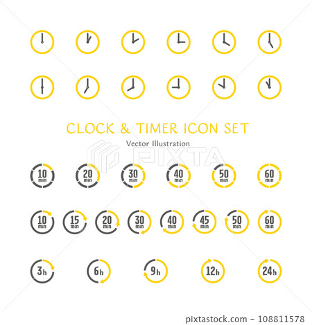 簡單的時鐘和計時器圖示集 108811578