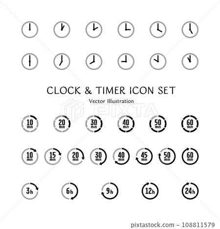 簡單的時鐘和計時器圖示集 108811579