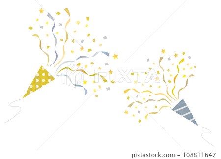 Gold and silver party crackers (watercolor style vector) 108811647