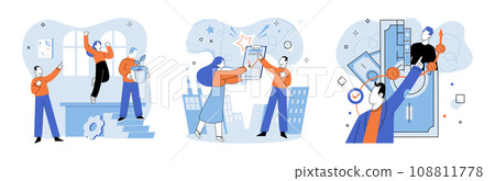 Partnership. Vector illustration. Productive meetings facilitate open communication within teams Effective management ensures success partnerships and collaborations Collaborative discussions lead 108811778