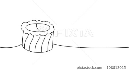 Philadelphia sushi roll one line continuous drawing. Japanese cuisine, traditional food continuous one line illustration. 108812015