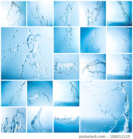 collage of beautiful water drops and streams 108812120