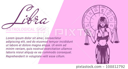 Vector banner or template with beautiful woman. Concepts of zodiac, astrological sign. Vector banner or template with beautiful woman. Concepts of zodiac, astrological sign. 108812792