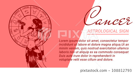 Vector banner or template with beautiful woman. Concepts of zodiac, astrological sign. Vector banner or template with beautiful woman. Concepts of zodiac, astrological sign. 108812793
