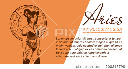 Vector banner or template with beautiful woman. Concepts of zodiac, astrological sign. Vector banner or template with beautiful woman. Concepts of zodiac, astrological sign. 108812798