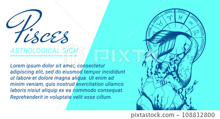 Vector banner or template with beautiful woman. Concepts of zodiac, astrological sign. Vector banner or template with beautiful woman. Concepts of zodiac, astrological sign. 108812800
