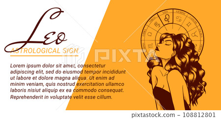 Vector banner or template with beautiful woman. Concepts of zodiac, astrological sign. Vector banner or template with beautiful woman. Concepts of zodiac, astrological sign. 108812801