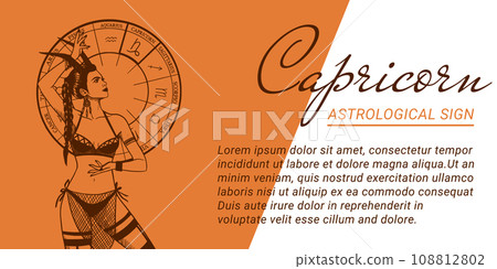 Vector banner or template with beautiful woman. Concepts of zodiac, astrological sign. Vector banner or template with beautiful woman. Concepts of zodiac, astrological sign. 108812802