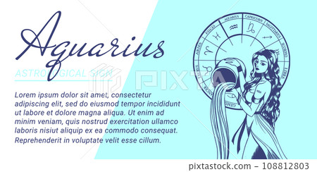 Vector banner or template with beautiful woman. Concepts of zodiac, astrological sign. Vector banner or template with beautiful woman. Concepts of zodiac, astrological sign. 108812803