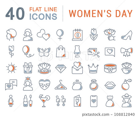 Set Vector Line Icons of Women's Day.-插圖素材 [108812840] - PIXTA圖庫