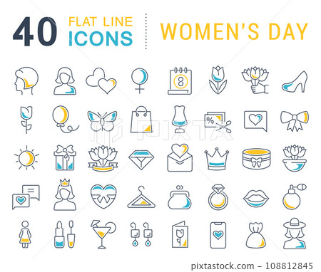 Set Vector Line Icons of Women's Day. 108812845