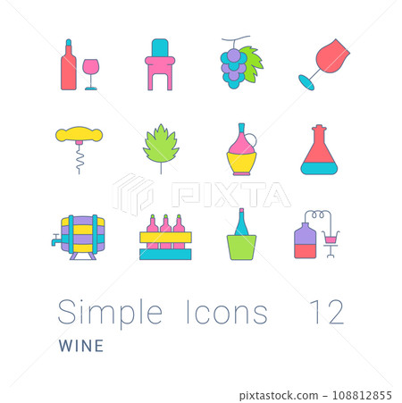 Set of Simple line Icons of Wine 108812855
