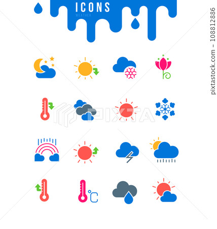 Set of Simple Icons of Weather Set of Simple Icons of Weather 108812886