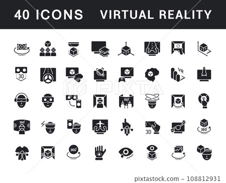 Set of Simple Icons of Virtual Reality 108812931