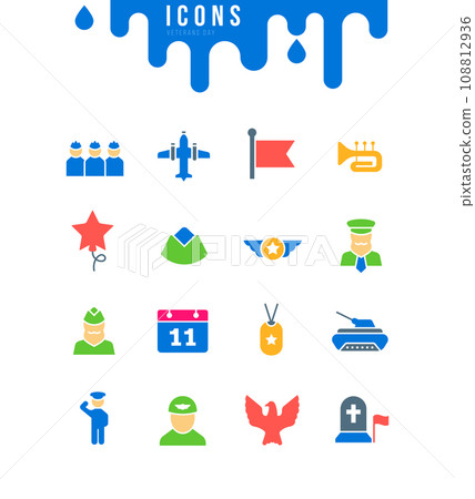 Set of Simple Icons of Veterans Day Set of Simple Icons of Veterans Day 108812936