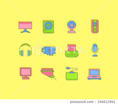 Set of Simple line Icons of Upgrading Computer Components 108812992