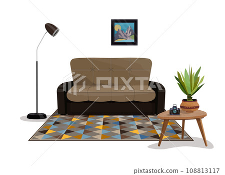 Vector Illustration of comfortable home interior in a flat or house. Vector Illustration of comfortable home interior in a flat or house. 108813117
