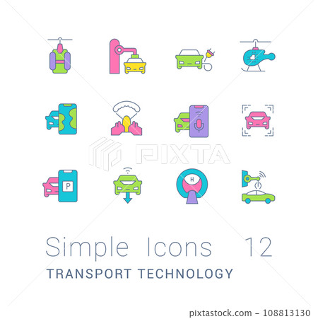 Set of Simple line Icons of Transport Technology Set of Simple line Icons of Transport Technology 108813130